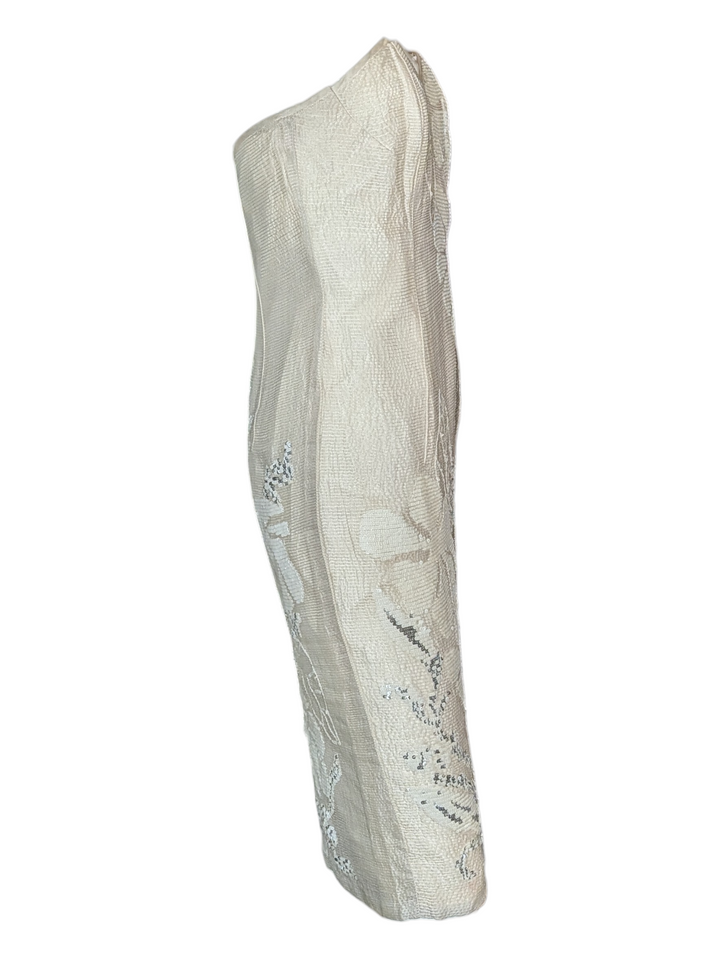 Laura Biagiotti White Sequined Strapless Dress