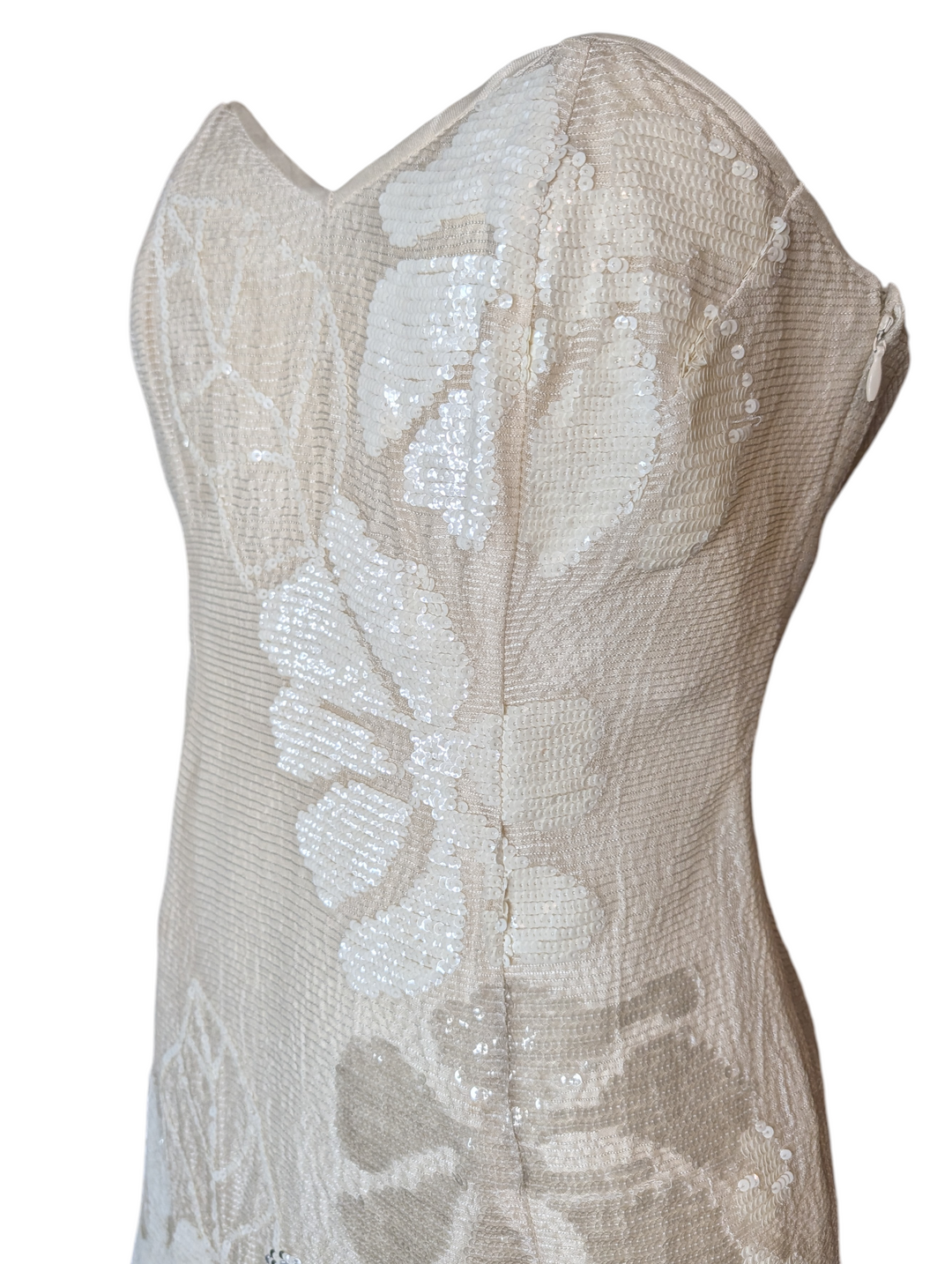 Laura Biagiotti White Sequined Strapless Dress