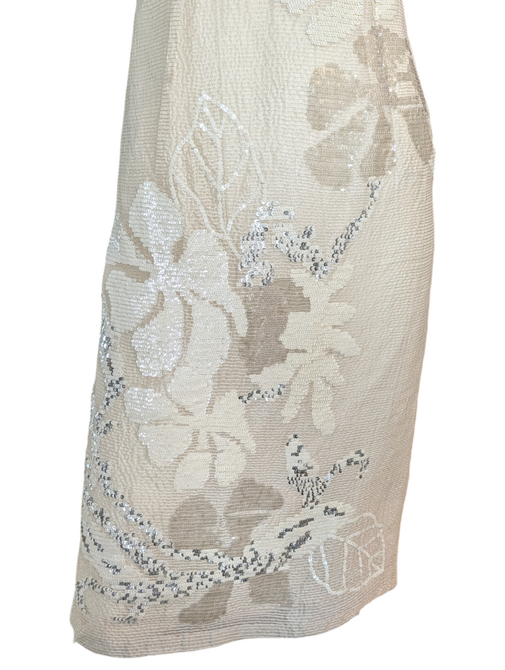 Laura Biagiotti White Sequined Strapless Dress