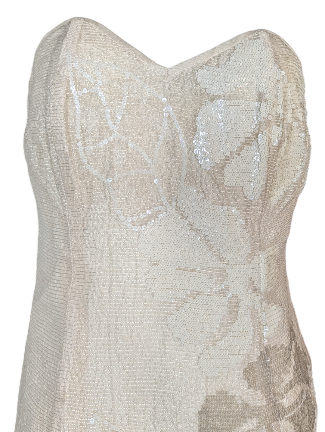 Laura Biagiotti White Sequined Strapless Dress