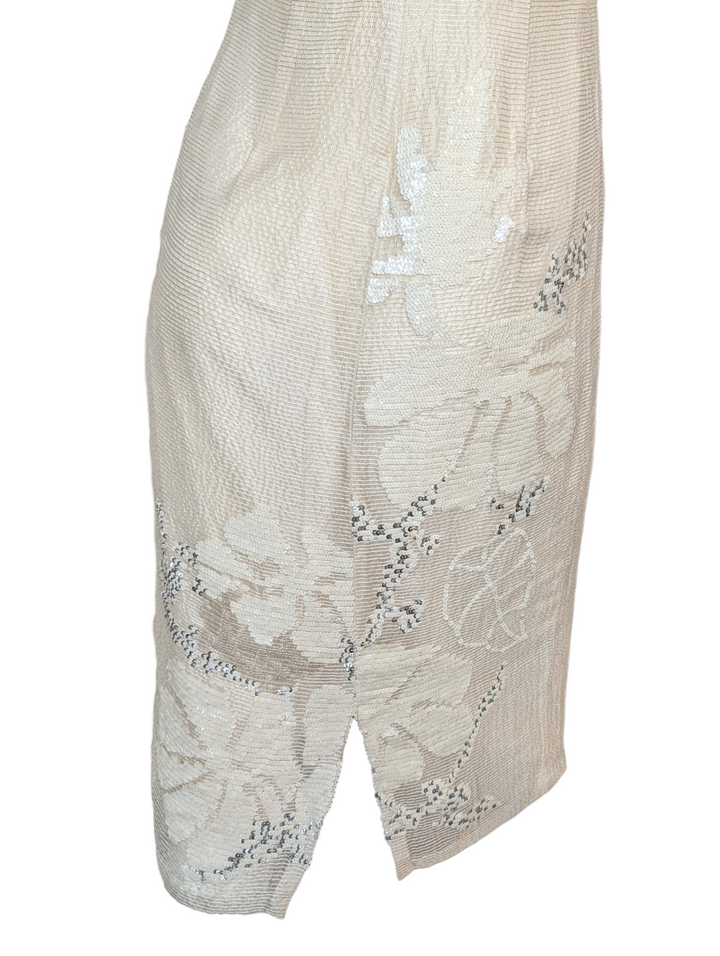 Laura Biagiotti White Sequined Strapless Dress