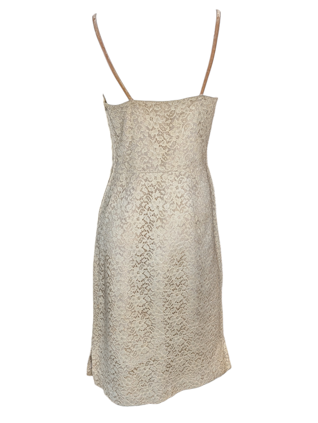 1960s Handmade Lace Cocktail Dress with Velvet Straps