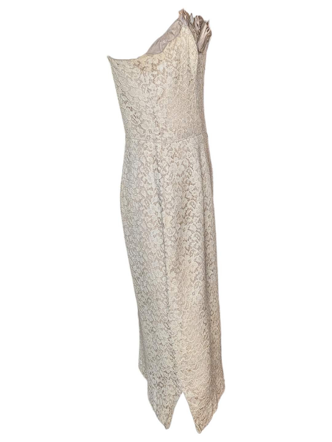 1960s Handmade Lace Cocktail Dress with Velvet Straps