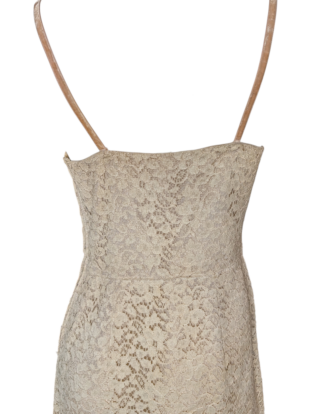 1960s Handmade Lace Cocktail Dress with Velvet Straps