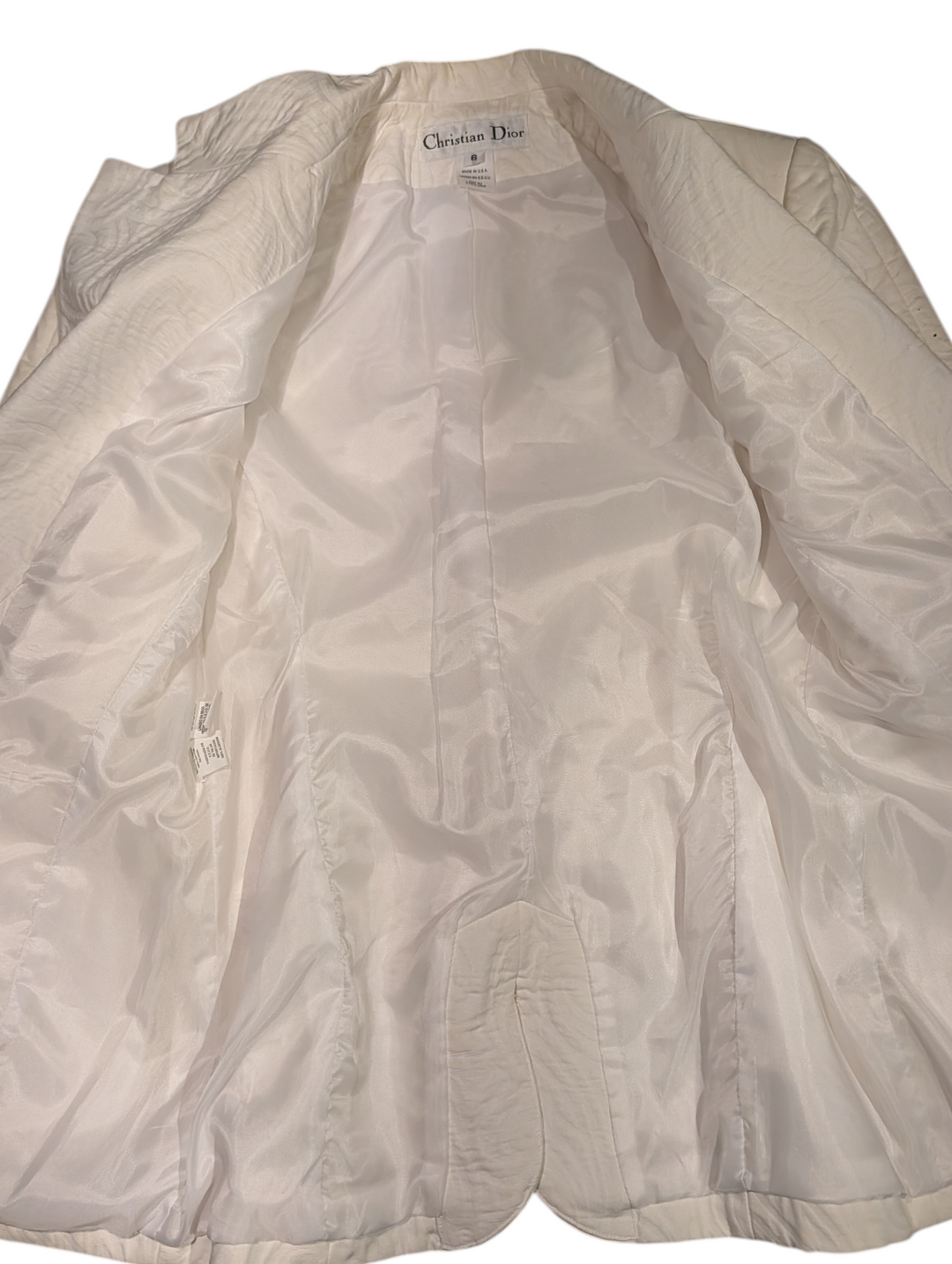 1990s Christian Dior Ivory Textured Jacquard Skirt Suit