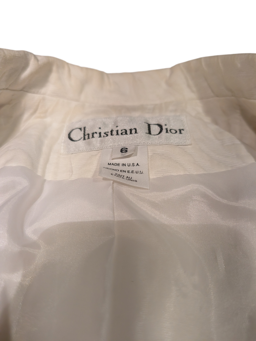 1990s Christian Dior Ivory Textured Jacquard Skirt Suit