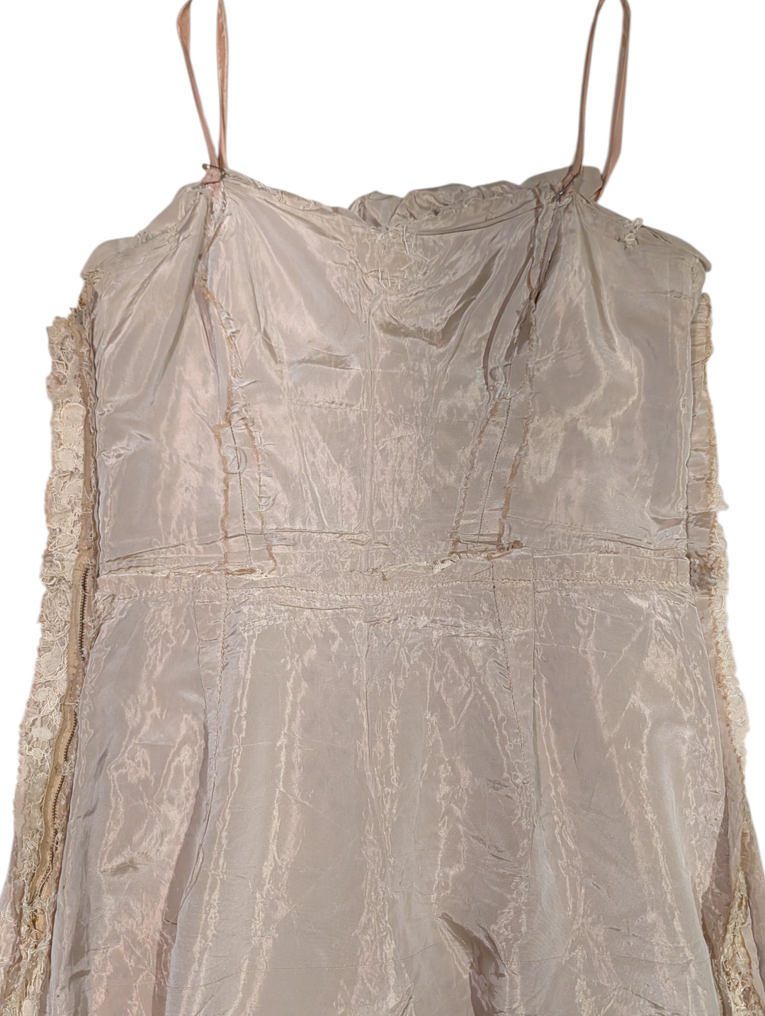 1960s Handmade Lace Cocktail Dress with Velvet Straps