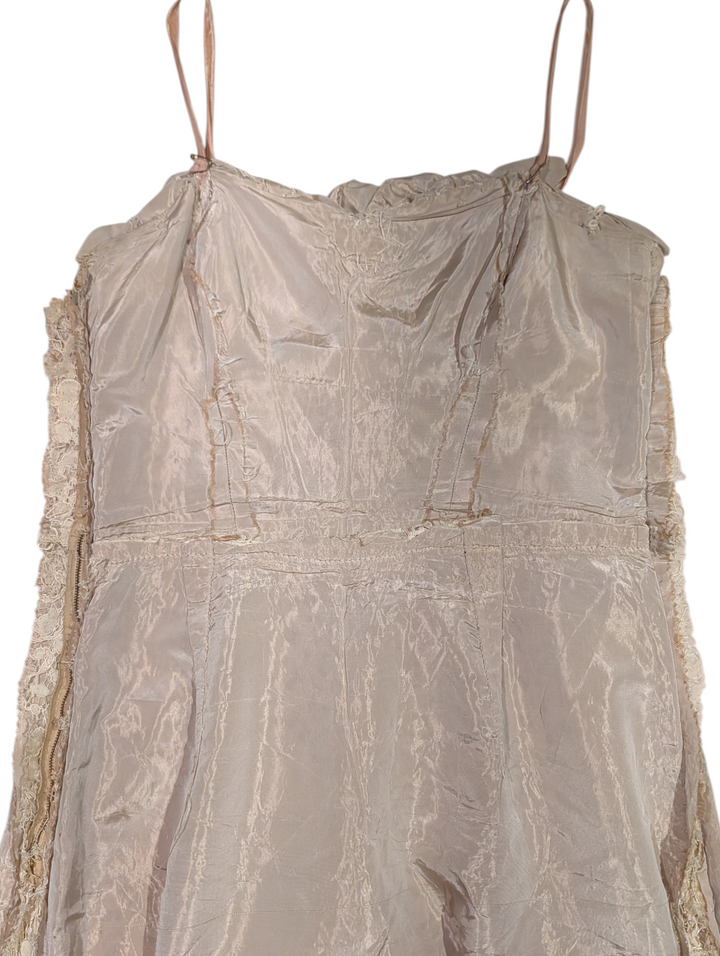 1960s Handmade Lace Cocktail Dress with Velvet Straps