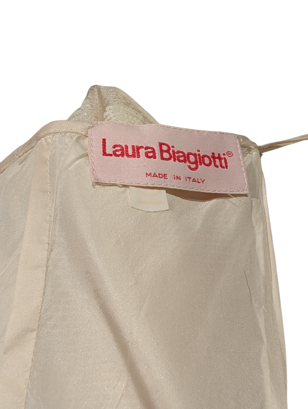 Laura Biagiotti White Sequined Strapless Dress