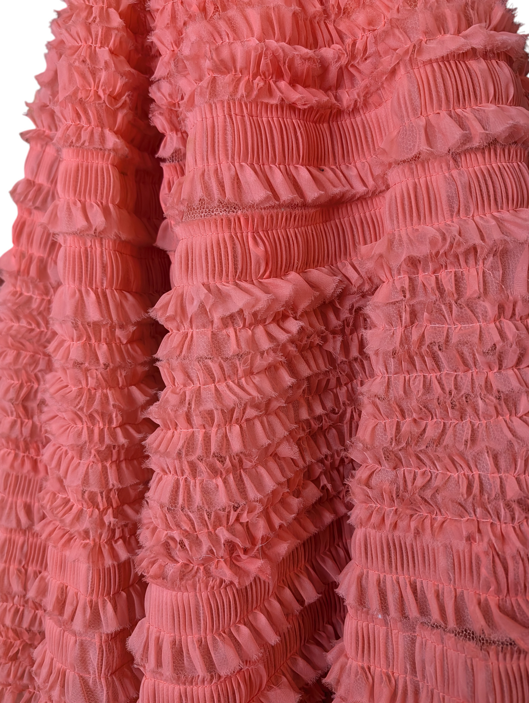 1950s Strapless Pink Ruffled Tulle Party Dress