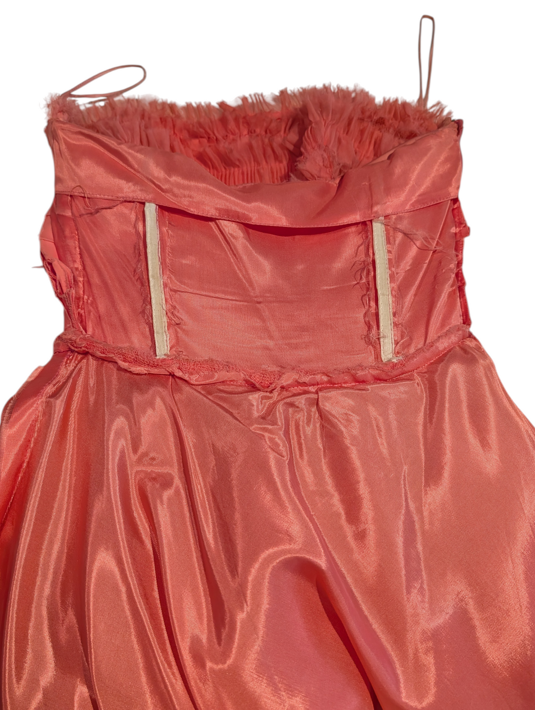 1950s Strapless Pink Ruffled Tulle Party Dress