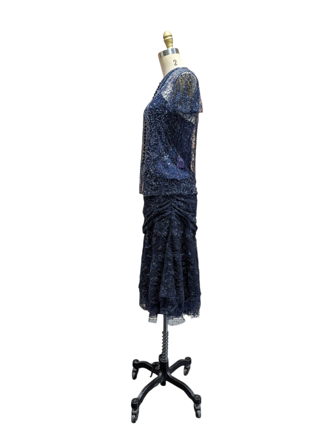 2010 Ralph Lauren Collection Indigo Hand-Beaded Net Two-Piece