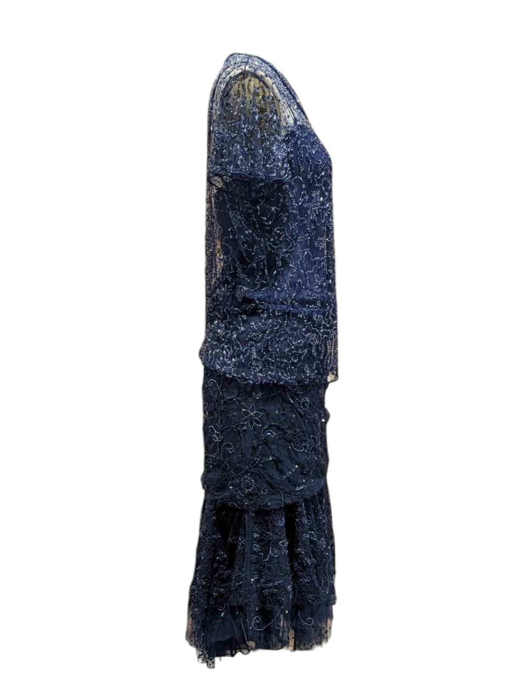 2010 Ralph Lauren Collection Indigo Hand-Beaded Net Two-Piece