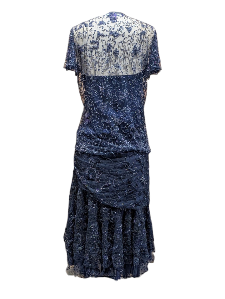 2010 Ralph Lauren Collection Indigo Hand-Beaded Net Two-Piece