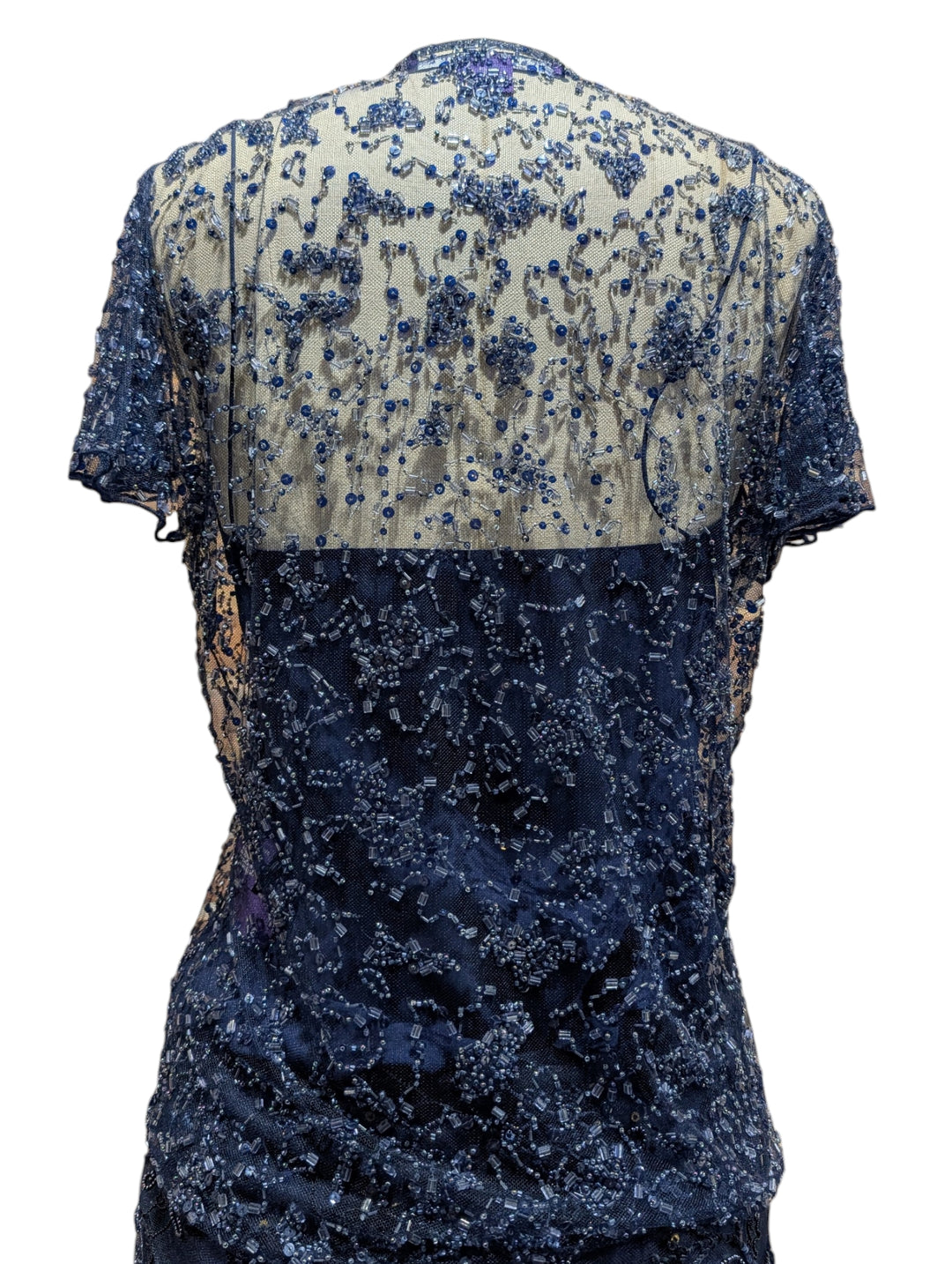 2010 Ralph Lauren Collection Indigo Hand-Beaded Net Two-Piece