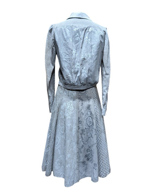Look 03 — Grey Paisley-Print Suede Shirt &amp; Skirt