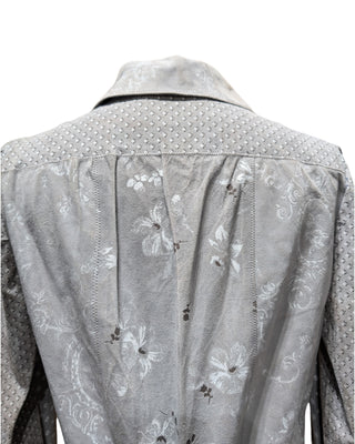 Look 03 — Grey Paisley-Print Suede Shirt &amp; Skirt