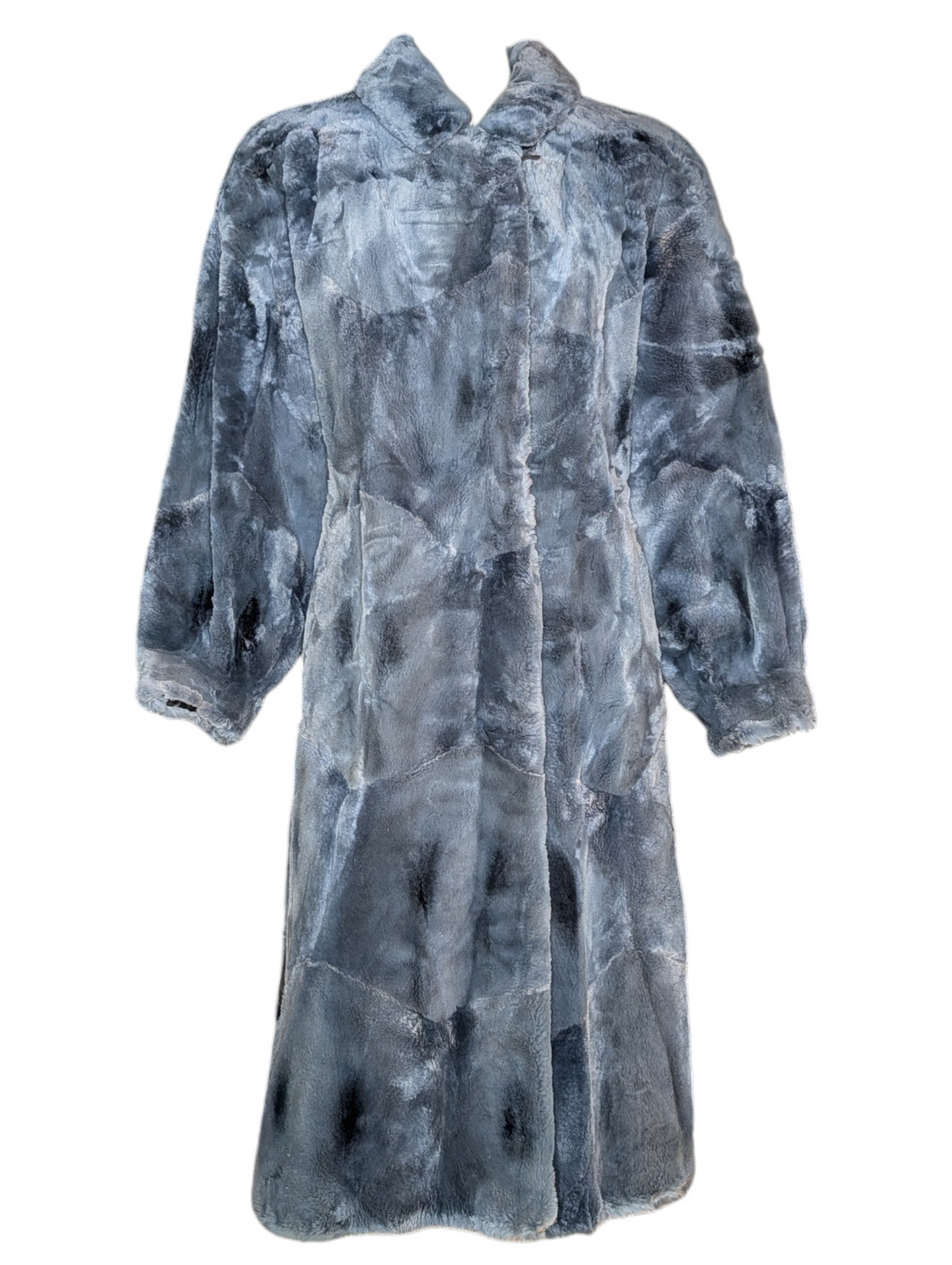 1960s Blue Fur Coat with Paisley Jacquard Lining