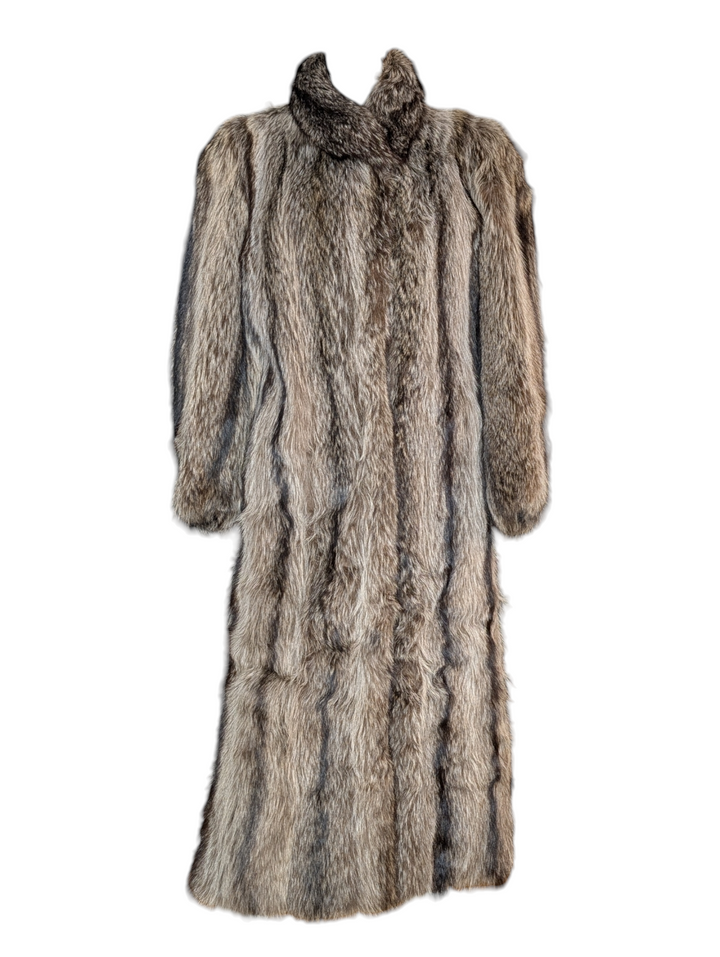 Vintage Full-Length Tanuki Fur Coat