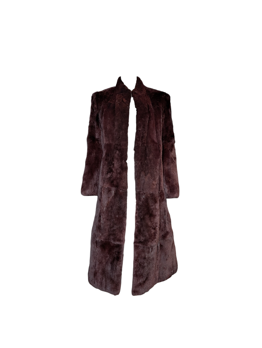 Burgundy Mid Length Fur Coat