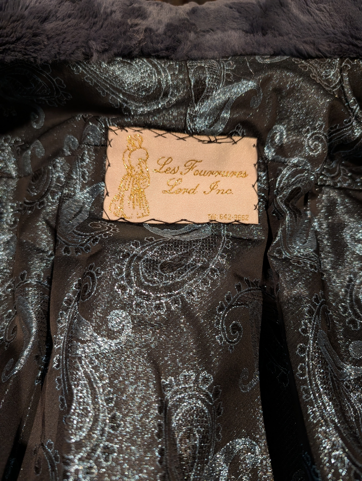 1960s Blue Fur Coat with Paisley Jacquard Lining