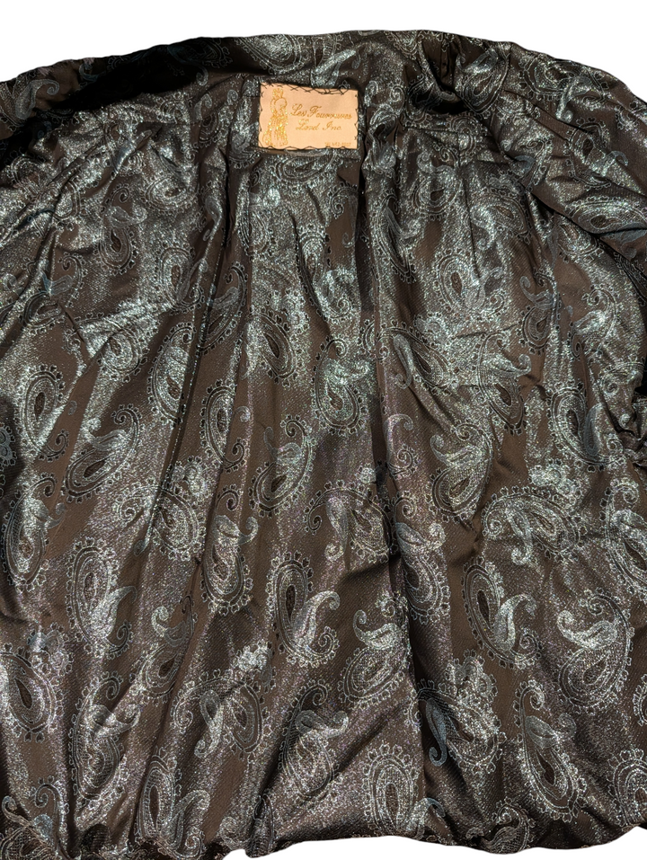 1960s Blue Fur Coat with Paisley Jacquard Lining