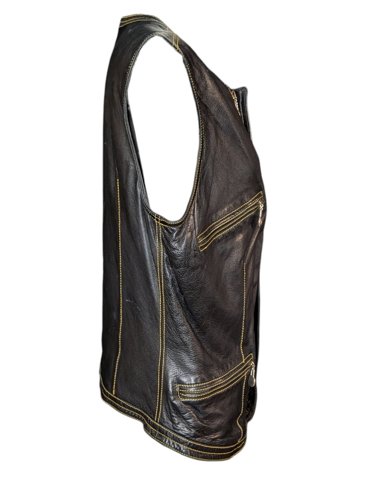 Gianni Versace 1992 Collection Rare Black Leather with Yellow Stitching and Medusa Hardware