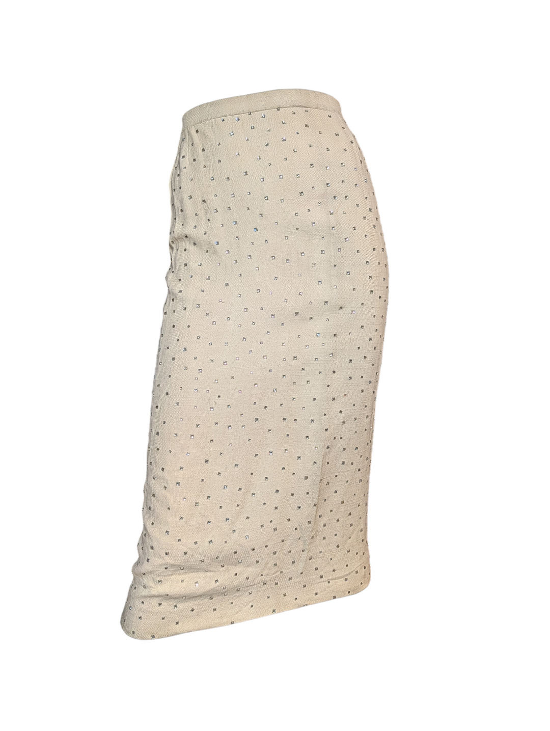 1960s White Rhinestone Pencil Skirt