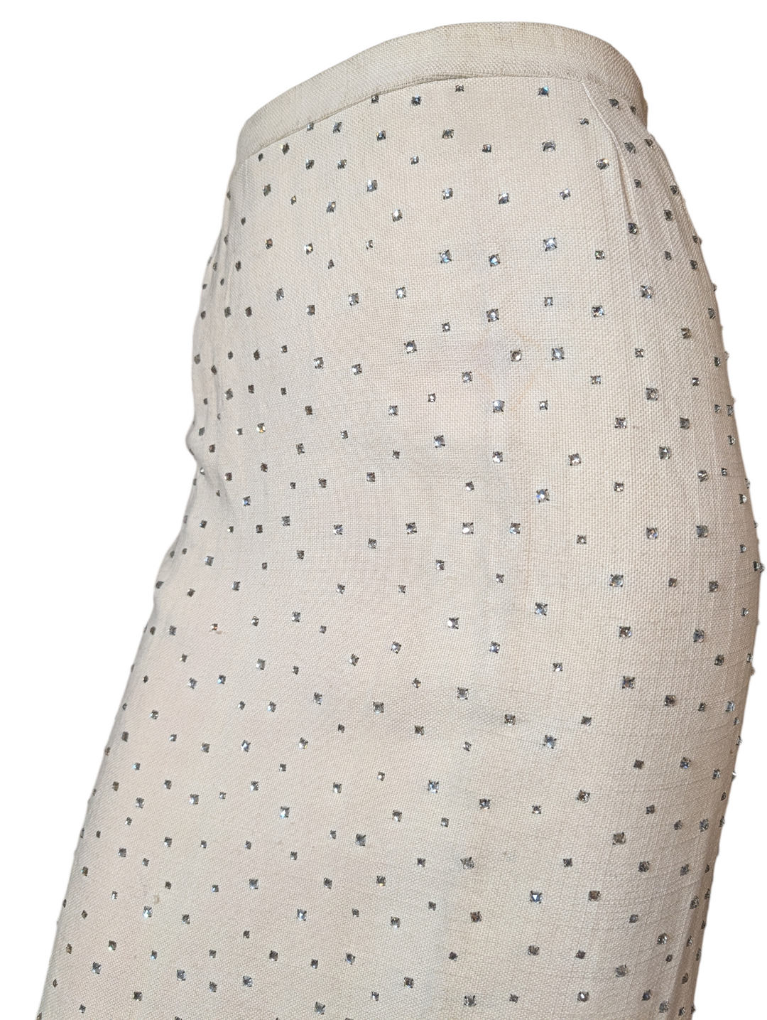 1960s White Rhinestone Pencil Skirt