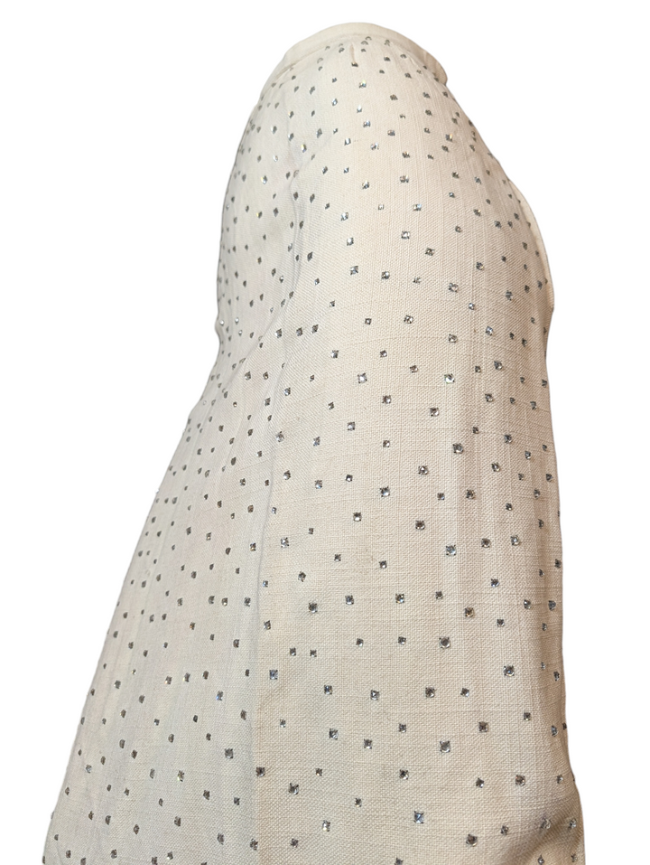 1960s White Rhinestone Pencil Skirt