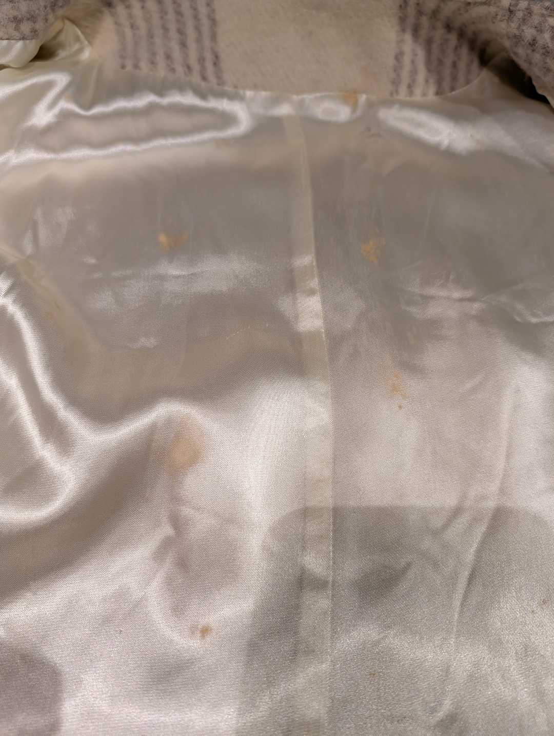 Perry Ellis Ivory Plaid Wool Cape Coat