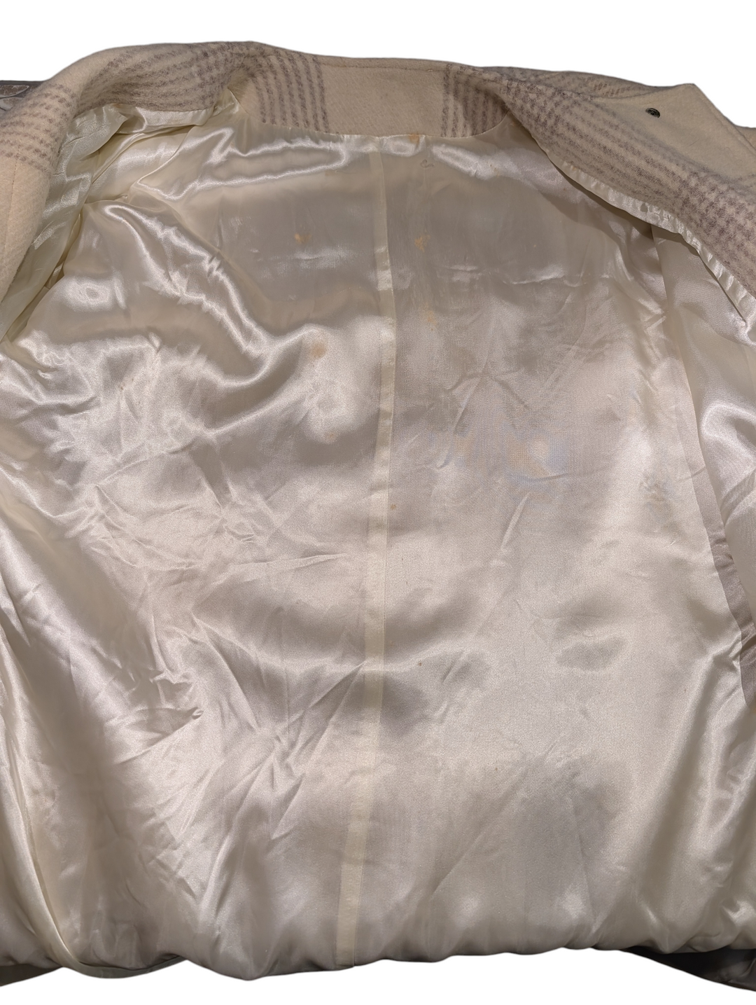 Perry Ellis Ivory Plaid Wool Cape Coat