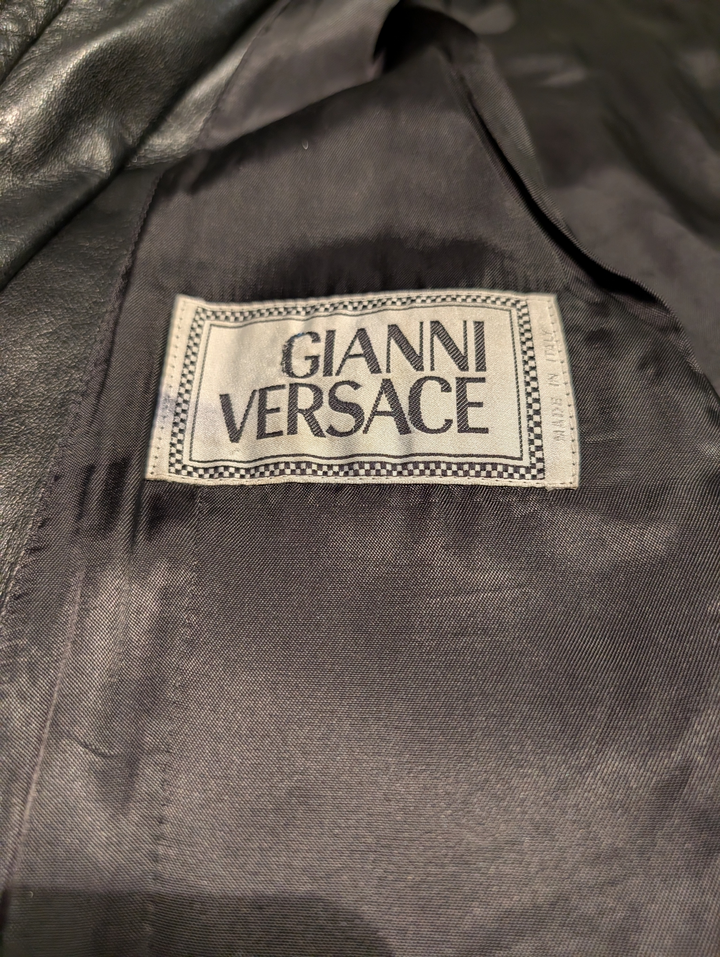 Gianni Versace 1992 Collection Rare Black Leather with Yellow Stitching and Medusa Hardware