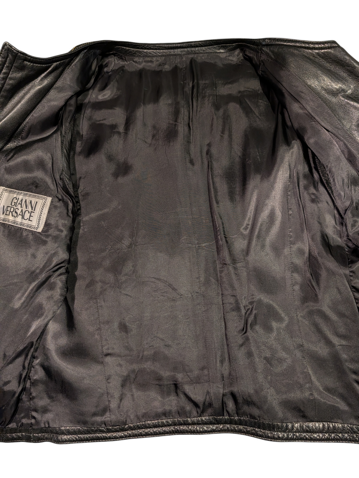 Gianni Versace 1992 Collection Rare Black Leather with Yellow Stitching and Medusa Hardware