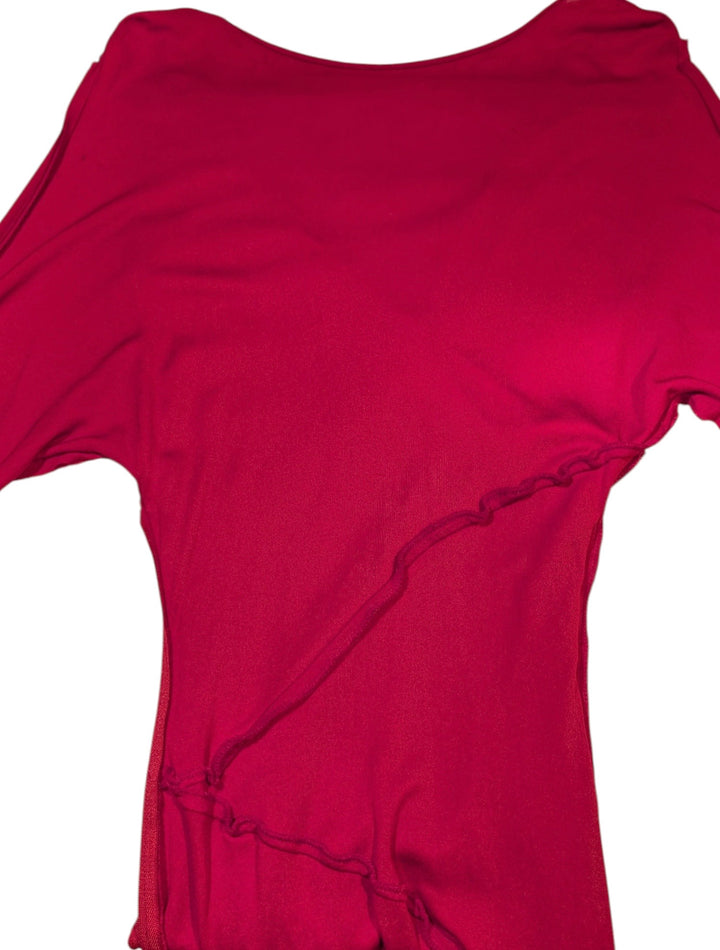 Frank Usher Red Slinky Draped Evening Dress with Side Tie