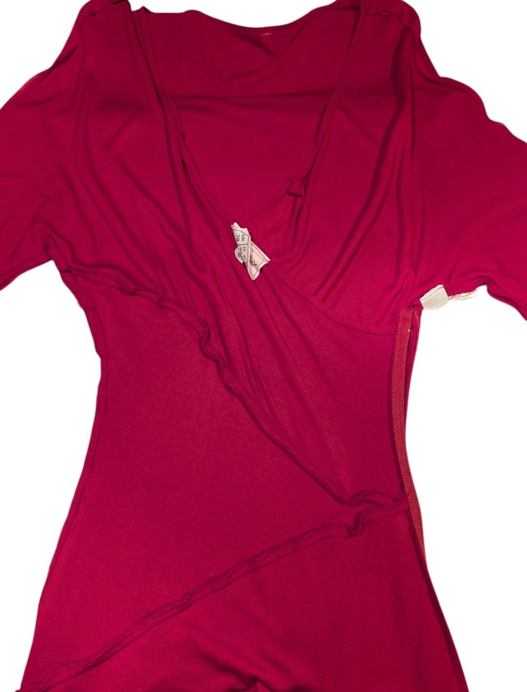 Frank Usher Red Slinky Draped Evening Dress with Side Tie