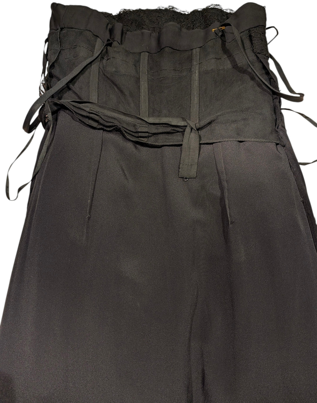 1960s Black Lace Couture Evening Gown with Convertible Straps