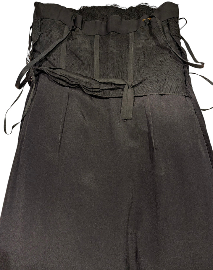 1960s Black Lace Couture Evening Gown with Convertible Straps