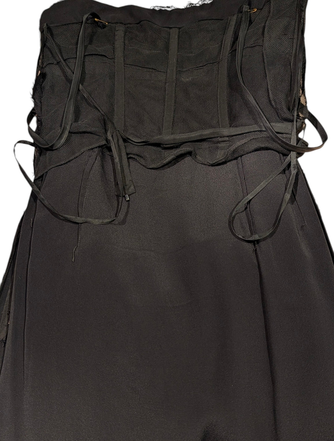 1960s Black Lace Couture Evening Gown with Convertible Straps