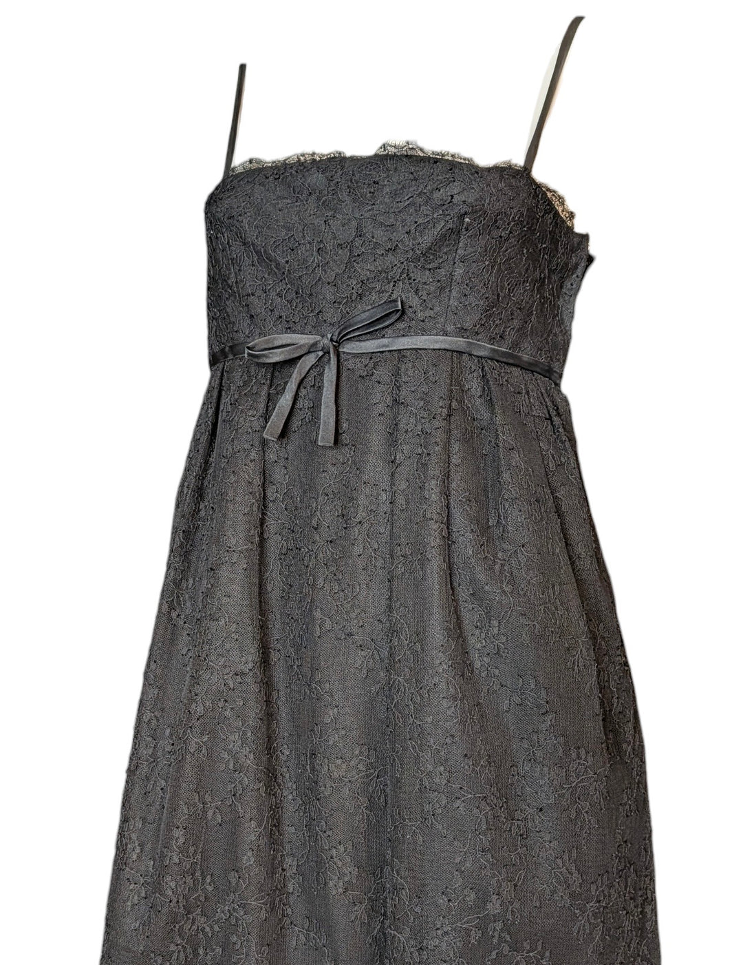 1960s Black Lace Couture Evening Gown with Convertible Straps