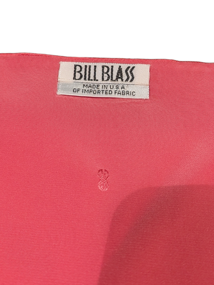 90's Bill Blass Rose Silk Draped Evening Gown