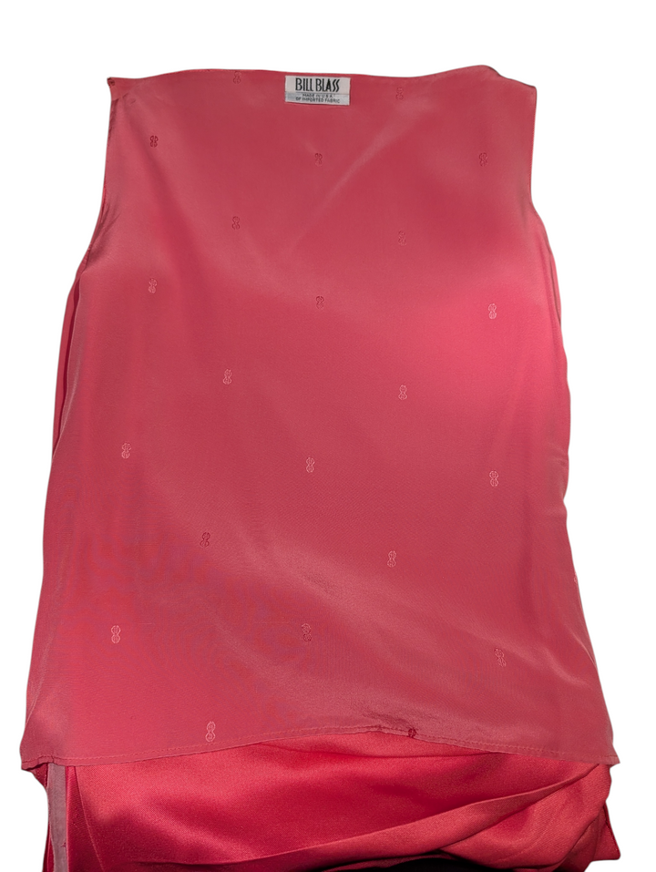 90's Bill Blass Rose Silk Draped Evening Gown