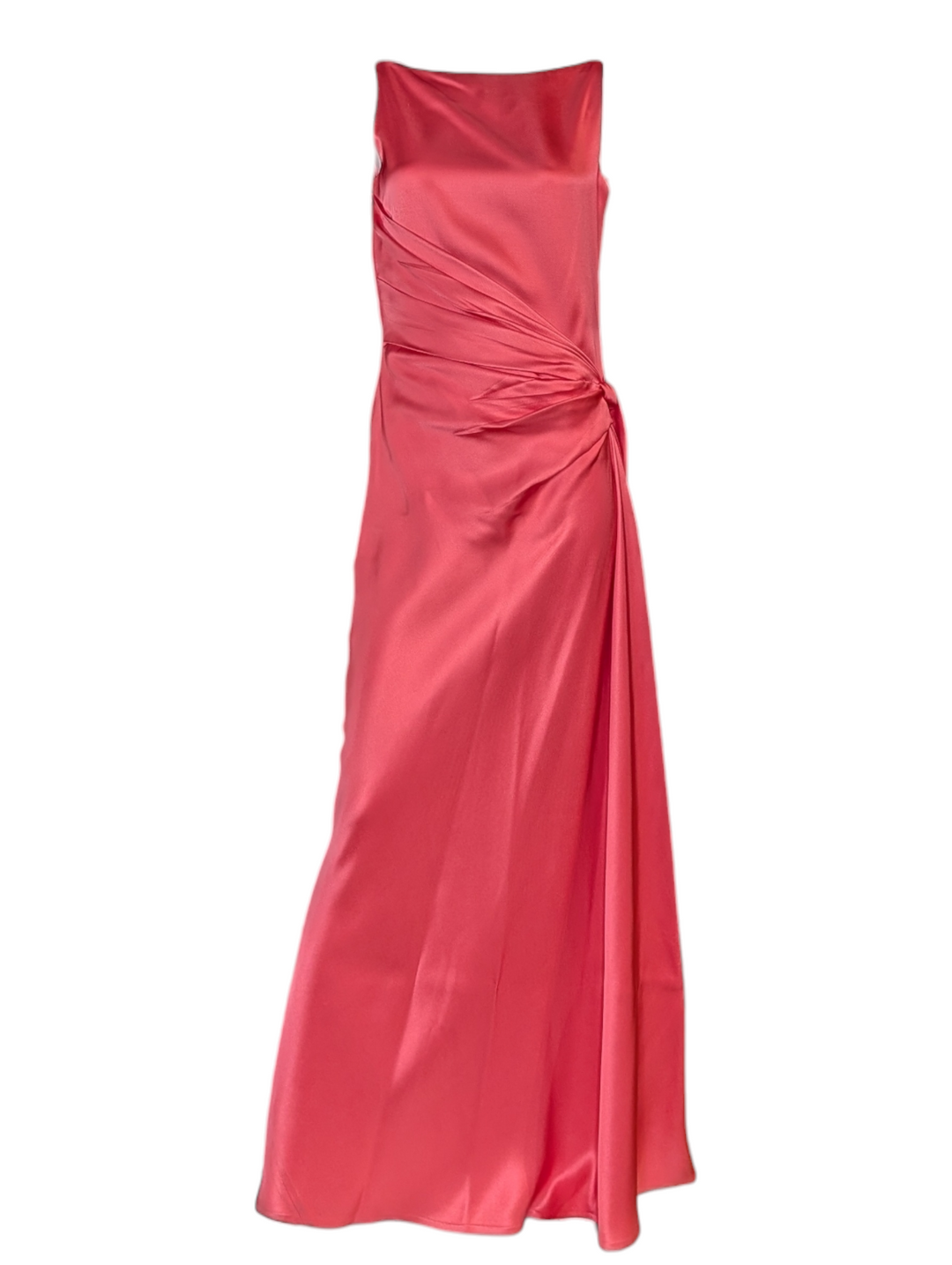 90's Bill Blass Rose Silk Draped Evening Gown
