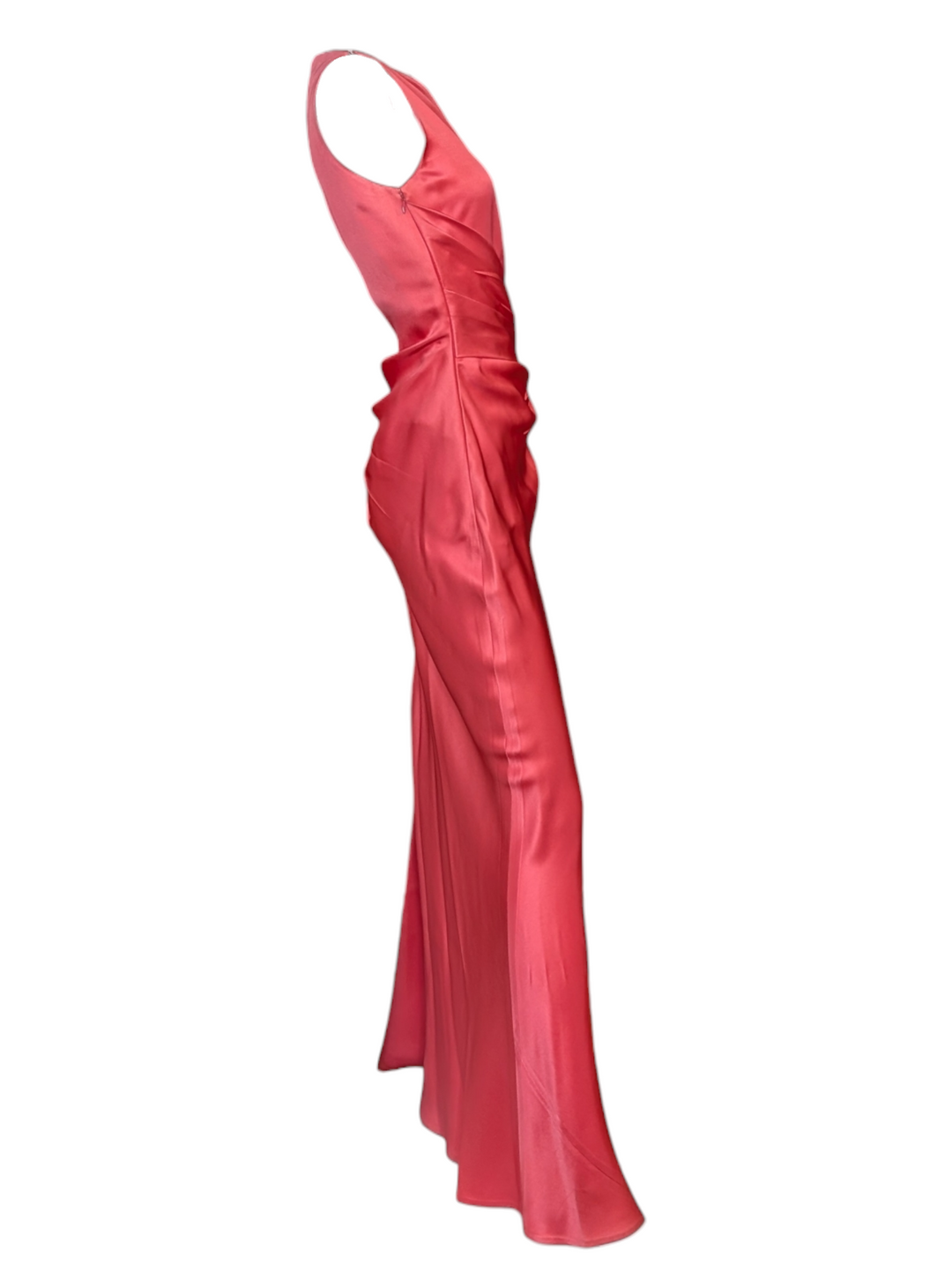 90's Bill Blass Rose Silk Draped Evening Gown
