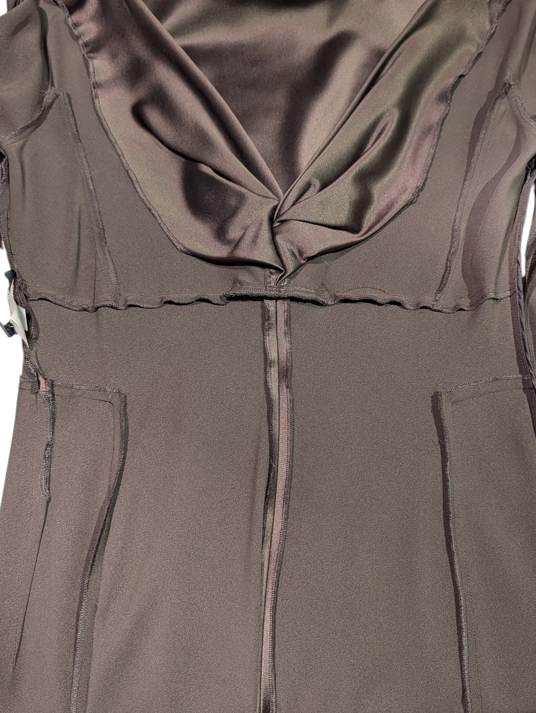 Alberta Ferretti Chocolate Brown Silk Draped Panel Dress