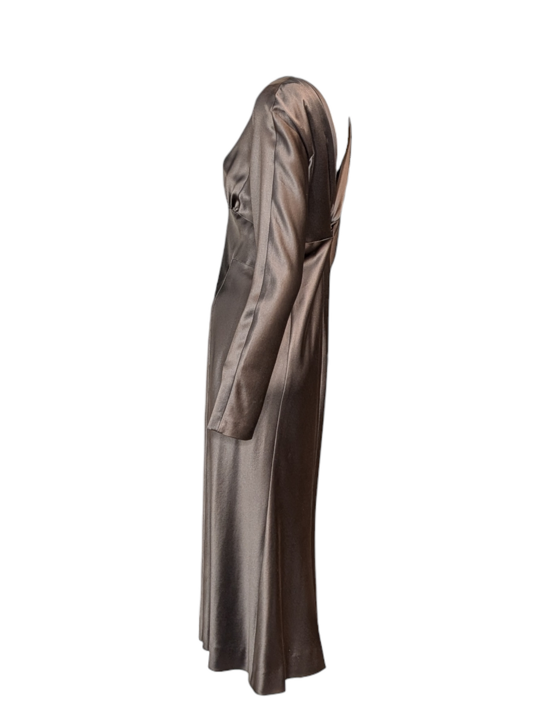 Alberta Ferretti Chocolate Brown Silk Draped Panel Dress