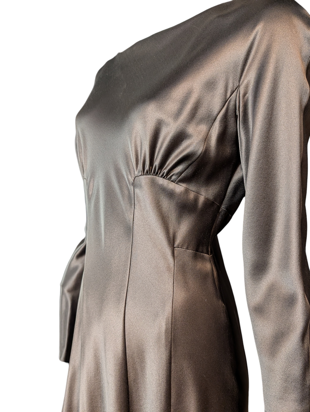 Alberta Ferretti Chocolate Brown Silk Draped Panel Dress