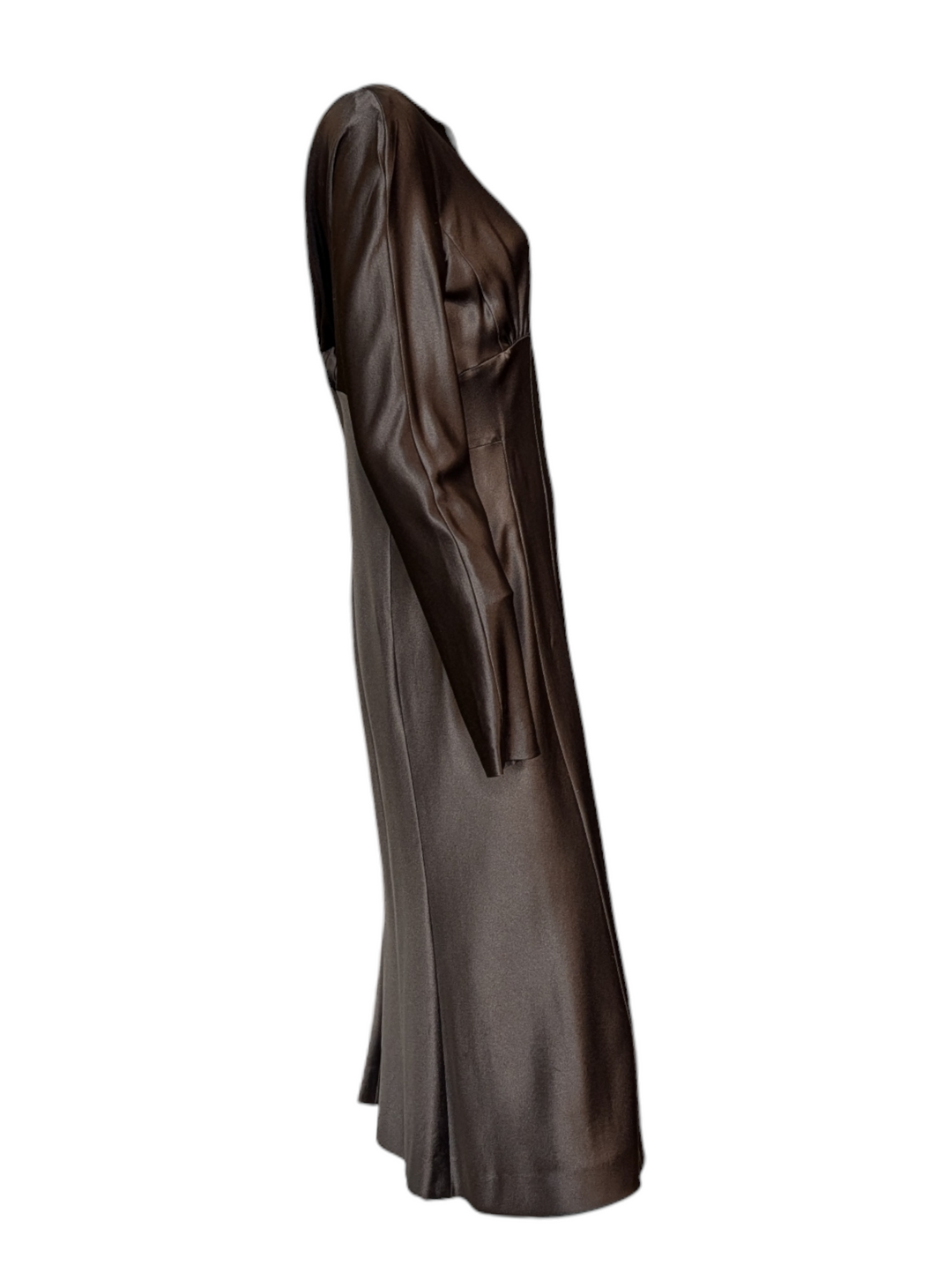 Alberta Ferretti Chocolate Brown Silk Draped Panel Dress