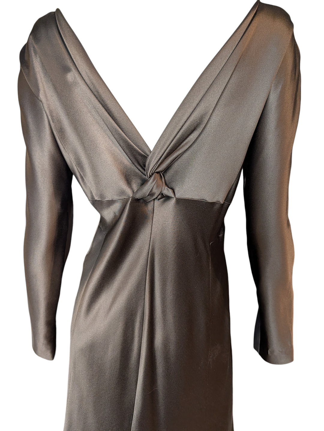 Alberta Ferretti Chocolate Brown Silk Draped Panel Dress