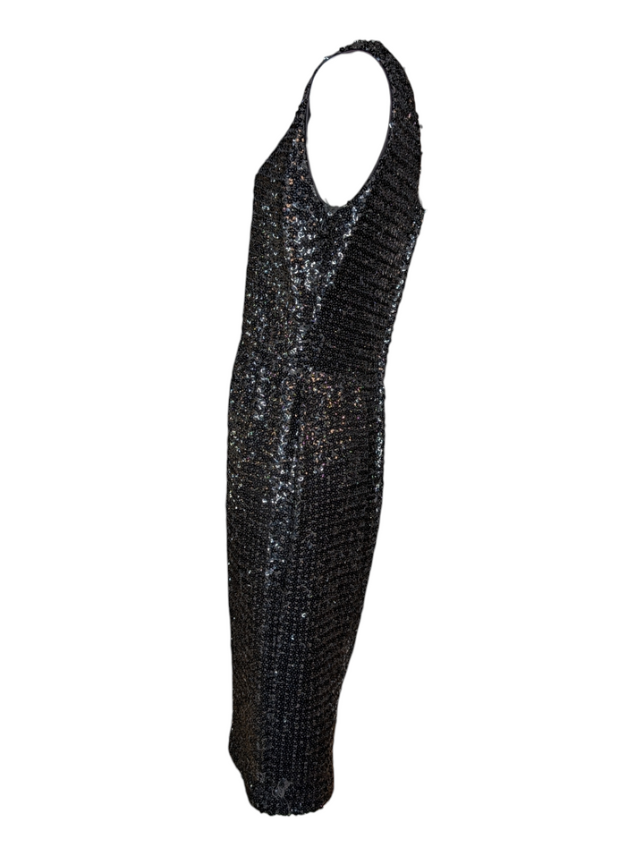 1950s Suzy Perette Black Knit Sequin Cocktail Dress